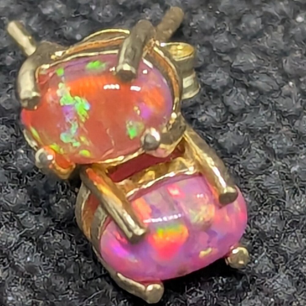 Gold Plated .925 Sterling Gorgeous Fire Opals in bright, gorgeous rainbow anpink
